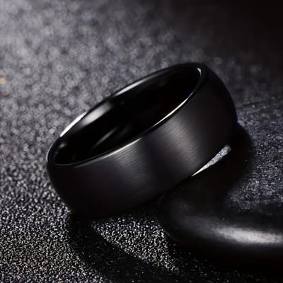 Bague Homme 8mm Acier Inoxydable Noir - Coupe Confort, Durable Parfaite pour Adolescents & Adultes Bagues en Acier Inoxydable pour Homme 7 black