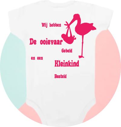 Romper Softtouch - Wij hebben de ooievaar gebeld en een kleinkind besteld - 0-3 maanden - aanpasbaar