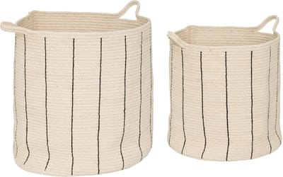Opbergmanden Cosy, katoen, gestreept, 2 stuks
