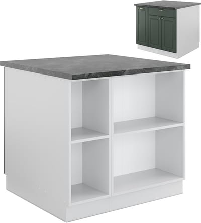 Vicco Fame-Line Keukeneiland – 90 cm met lade, zonder werkblad Groen-Goud Landhuis/Wit