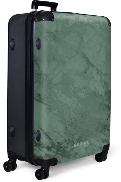NoBoringSuitcases.com® - Koffer groot - Reiskoffer lichtgewicht - Groene marmerlook - Rolkoffer met 4 wielen - Grote trolley XL - 98 liter bagage