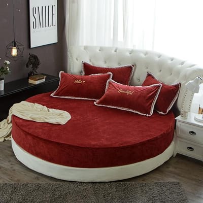 Winter Ronde Coral Fleece Getailleerd Bedlaken Effen Kleur Fluwelen Ronde Diameter Flanellen Matrashoes Zonder Kussensloop 1pc Sheet 200cm gray
