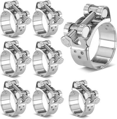 T-Bolt Slangklemmen 40-43 mm, Set van 8, Robuuste Klemmen voor Siliconen Slangen, Uitlaat- en Koelwatersystemen, Geschikt voor Boot en Tractor