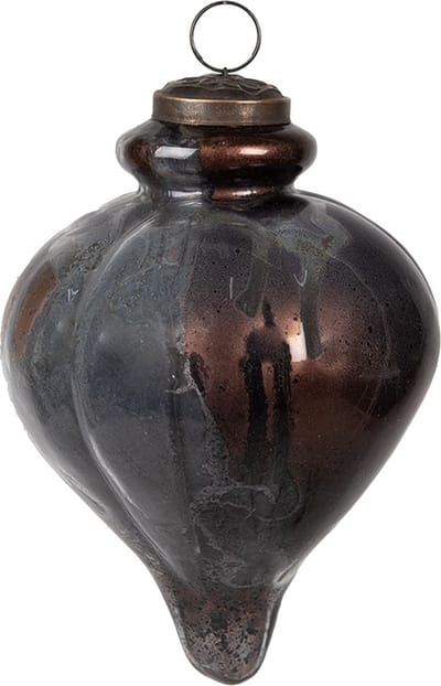 Clayre & Eef Kerstbal Overig Ø 10x15 cm Grijs Glas Kerstballen