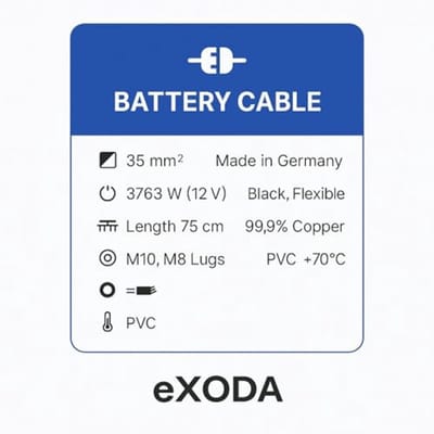 Accukabel 35 mm² 75cm met M10 en M8 Kabelschoenen - Flexibel en Hoge Kwaliteit voor Auto, Motor en Boot