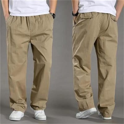 Zomer Plus Size Heren Wijde Pijpen Broek Multi-pocket Overalls Rechte Casual Broek Outdoor Losse Versie Sportbroek XXXXL kaki
