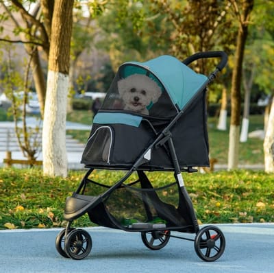 HAUSS SPOLE Dierenbuggy – Opvouwbaar Tot 10 Kg – 80,5 x 51,5 x 100 Cm – Polyester – Zwart Blauw – Met Regenhoes En Opbergmand