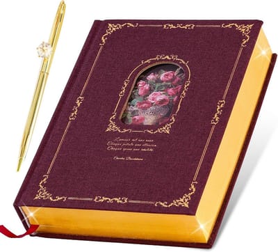 Dik A5 Schrijfblok met 360 Pagina's en Schilderijen, Vintage Dagboek in Geschenkdoos
