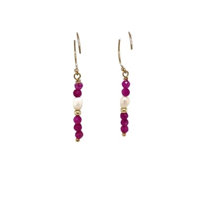 Pat's Jewels Oorbellen Dames - Oorhangers - roze toermalijn - parel - geboortesteen - goldfilled