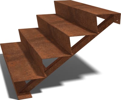 Cortenstaal tuintrap - 4-trede - 96 x 120 x 68 cm - MySteel