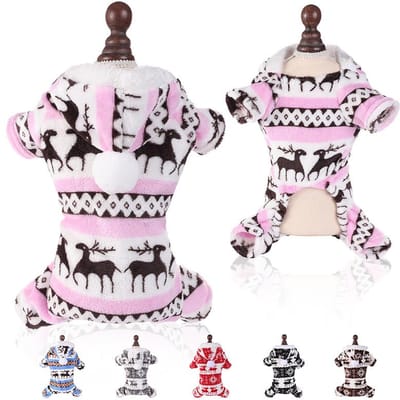 Winter Hond Kerst Jumpsuit Kleding Warme Pluche Huisdier Pyjama voor Kleine Middelgrote Honden Katten Overall Puppy York Chihuahua Onesies S white