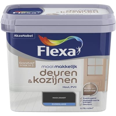 Flexa - Mooi Makkelijk Deuren & Kozijnen Zijdeglans - Zwart - 750 Ml