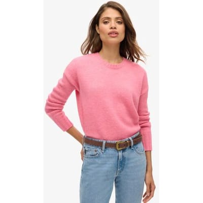 Superdry Essential Trui met Ronde Hals Roze Grootte: 38