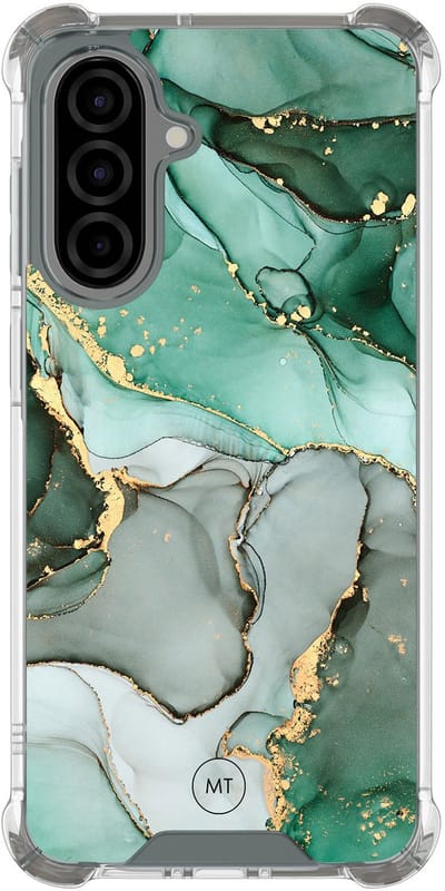 Hoesje (shockproof) geschikt voor Samsung Galaxy A36 - Marble Design - Extra sterke case - TPU/polycarbonaat - Marmer - Grijs, Groen, Transparant