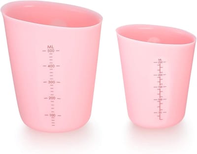 2 stuks siliconen maatbekertjes, 250/500 ml epoxyhars mengbekers, schaalverdeling, voor gietvormen, knutselen, handgemaakt, laboratorium, keuken (roze)