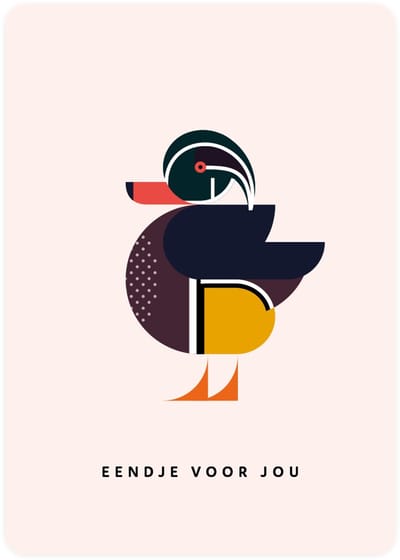 Eendje - 4x leuke wenskaarten - kaarten om te versturen - kaartenset - kaart met Carolina-eend - eendje voor jou
