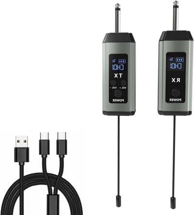 Draadloze Gitaar Zender Ontvanger - Draadloze Audio Set - Muziek Optredens - 166ft Bereik - 5 Uur Batterij - Zwart