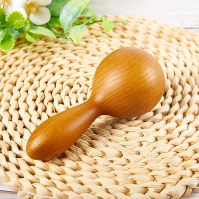 Houten massageapparaat Essentiële olie Massage Stick Body Spa Meridiaan Tapping Massage Hamertherapie Ontspanning Ronde Bal Massageapparaat beige
