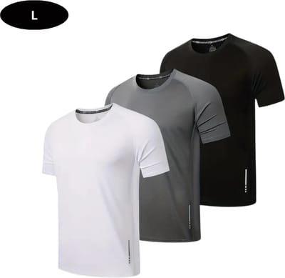 Livano Sportshirt Heren - Sport - Fitness - Compressie Shirt - Corrigerend Hemd - Sportkleding - Mannen - 3 Stuks - Zwart en Wit - L