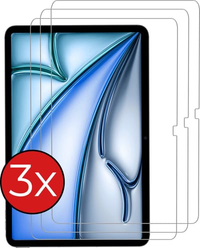 Screenprotector - 3 Stuks - Geschikt voor Apple iPad Air (2024/2025/2026) - 11 inch - Extra Sterk - Beschermglas - Gehard Glas - Tempered Glass - Screen Protector