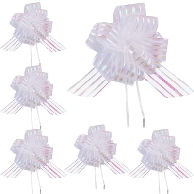 Grote Witte Cadeau Strik voor Verjaardagen, Bruiloften, Kerst en Bloemenarrangementen - 6 Stuks