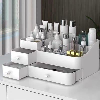 Unyqoos ® Stijlvolle en Ruime Make-up Organizer met 8 Vakken en 3 Laden voor Cosmetica en Sieraden