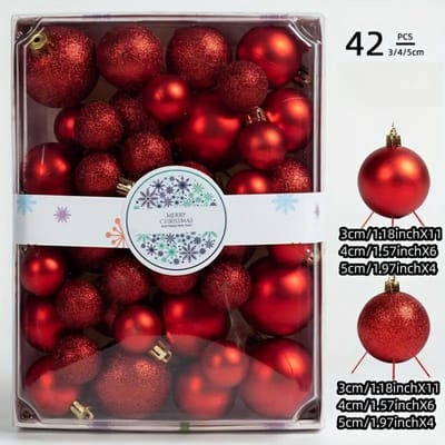 Livano Kerstballen - Kerstversiering - Plastic - Rood - Kerstballenset - 42 stuks