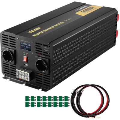 Onduleur de Puissance Onduleur à Onde Sinusoïdale Modifiée 6000W DC 12V vers AC 230V LCD