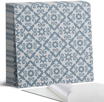Coloray Plaktegels - Patroon met ornamenten en bloemen Portugese Tegels - 30 cm x 30 cm - Blauw Plaktegels - 9 stuks - Vierkant PVC Tegels - Plaktegels Keuken - Zelfklevende Vloertegels - Vinyl Tegels Zelfklevend - Zelfklevende Tegels