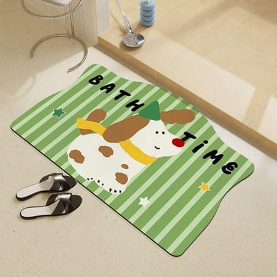 Tapis de pied mignon de dessin animé en terre de diatomée WC Toilettes Salle de bain Porte Tapis de sol Absorbant à séchage rapide antidérapant 40 * 60cm [Diatom Mud] white