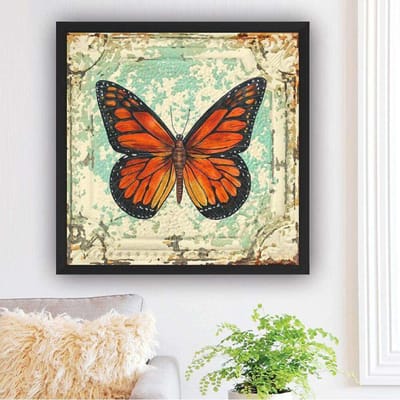 5D DIY diamant oranje vlinder kruissteek diamant borduurwerk mozaïek Diamond Home Decor 30x30CM beige