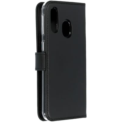 Selencia Hoesje - Geschikt voor Samsung Galaxy A40 - Echt Lederen Bookcase - Zwart
