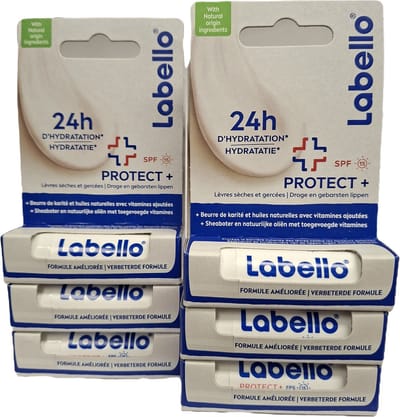 Labello Protect+ SPF15 - Lippenbalsem - Kalmeert Droge en Gebarsten Lippen - 24H Hydratatie - Voordeelverpakking 6x 4.8 gr