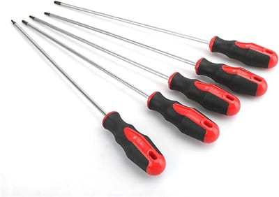 Dailygoods- Schroevendraaier Extra Lange Torx Set - T15/T20/T25/T27/T30 - Magnetisch - S2 Staal - Beveiliging - Schachtlengte 300 mm