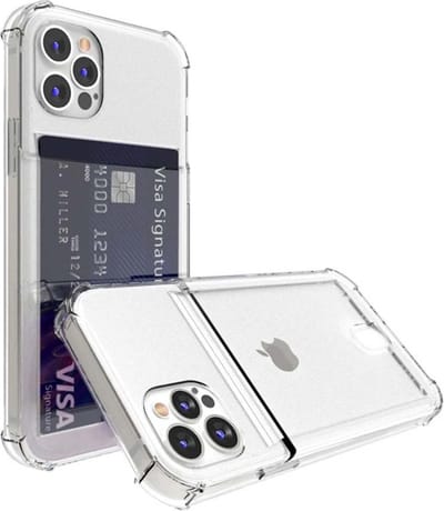 Smartphonica Telefoonhoesje Geschikt voor iPhone 12 met Pasjeshouder Doorzichtig Siliconen - Transparant TPU Shockproof Backcover Case with Card Slot geschikt voor iPhone 12