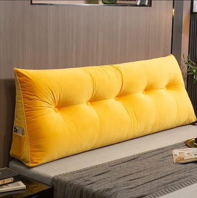Driehoekig Leeskussen - Rugsteun Kussen - Comfortabel Ontspannen - Ergonomisch Ontwerp - Tot 200 cm Breed - Geel