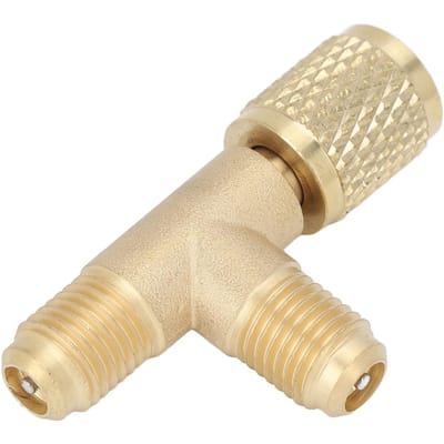 Snelkoppeling T-stuk Adapter met Ventielkern Messing 1/4in SAE Stevige Structuur voor R22 R12 R134