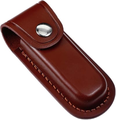 Leren Mes Sheath voor Vouwmessen, 12.5 cm Opbergtas, Draagbare Mesbeschermer met Sluiting en Stevige Constructie