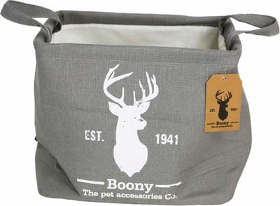 Boony EST1941 - Stijlvolle opbergmand voor (dieren)speelgoed - 33 x 42 cm - Grijs