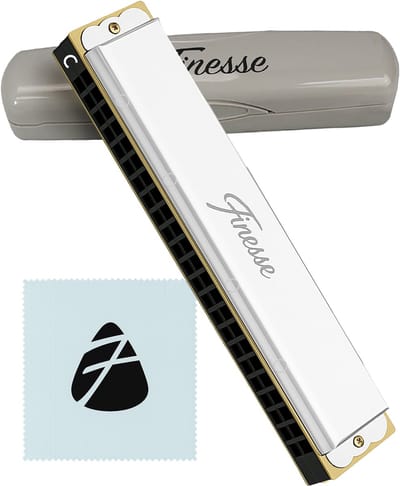Finesse Mondharmonica - C Majeur - 24 Gaten - met Case - voor Volwassenen & Kinderen - Zilver