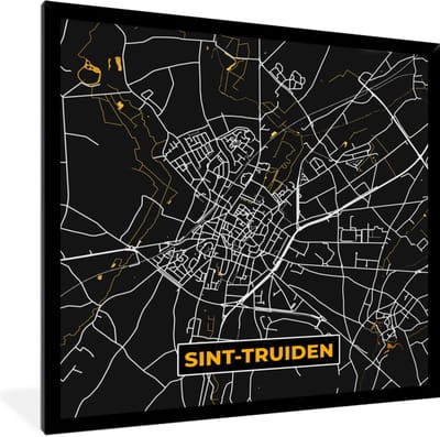 Fotolijst incl. Poster - Sint-Truiden - Stadskaart - Plattegrond - Kaart - Gold - 40x40 cm - Posterlijst
