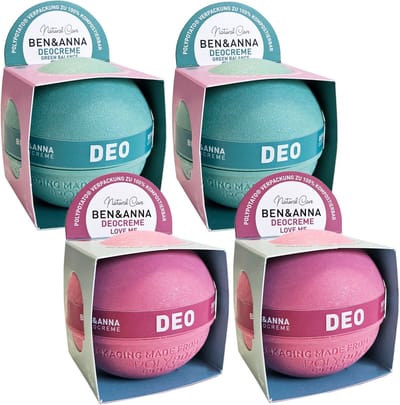 Ben & Anna - Poly Potato Deocrème - 2x Love Me + 2x Green Balance - 4 Pak- 4x 40GR - Voordeelverpakking