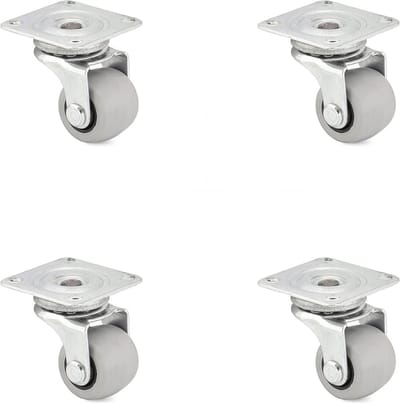 Meubelwieltjes set van 4 wielen - geruisloze rubberen zwenkwielen - 30 mm - binnen en buiten - geen sporen - met rem