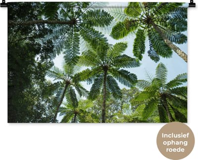 Wandkleed Jungle - Bomen en bladeren in jungle Wandkleed katoen 90x60 cm - Wandtapijt met foto