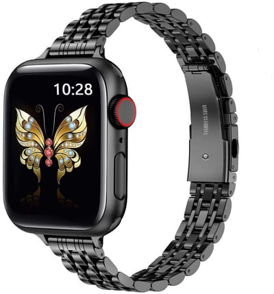 Stalen bandje - RVS - geschikt voor Apple Watch series 1/2/3/4/5/6/7/8/9/10/11/ SE (1,2,3) / Ultra (1,2,3) met maat 44 mm / 45 mm / 46 mm / 49 mm - zwart