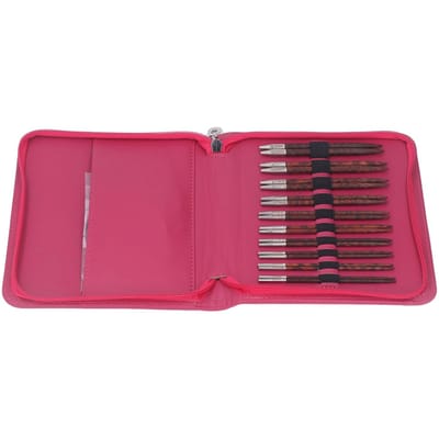 Rondbreinaaldenset 3 tot 6,5 mm Ergonomische Houten Handgreep Rondbreinaaldenset met Opbergtas voor Knutselen DIY brown