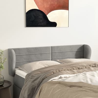 vidaXL - Hoofdbord - met - randen - 147x23x78/88 - cm - fluweel - lichtgrijs