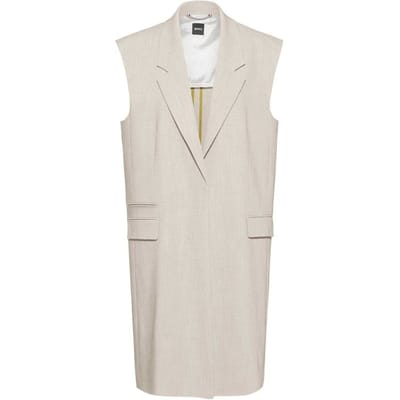 Boss Damesblazer van Jewela met lange pasvorm, V-hals en lange mouwen (Beige)