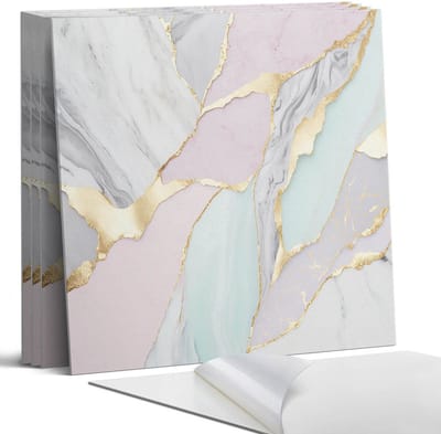 Coloray Wandpanelen Zelfklevend - Abstract marmerpatroon Zelfklevende Wandpanelen - 50 cm x 50 cm - Roze Wandpaneel PVC - 4 stuks - Texturen Wandpanelen Zelfklevend - Wandbord Keuken - Wandpaneel Badkamer