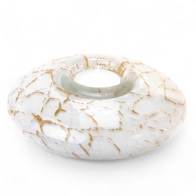 Loranto - Urnen - Waxinelicht urn - Disc - Witte urn - Luxe Glazen urn